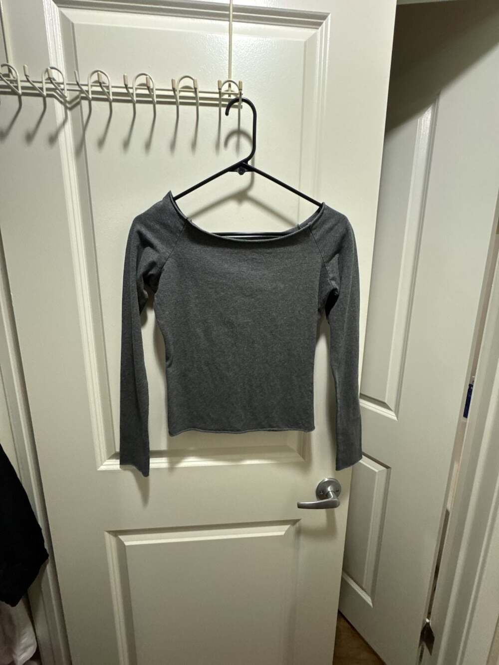 Brandy Melville Dark Gray Off the Shoulder Long Sleeve Top